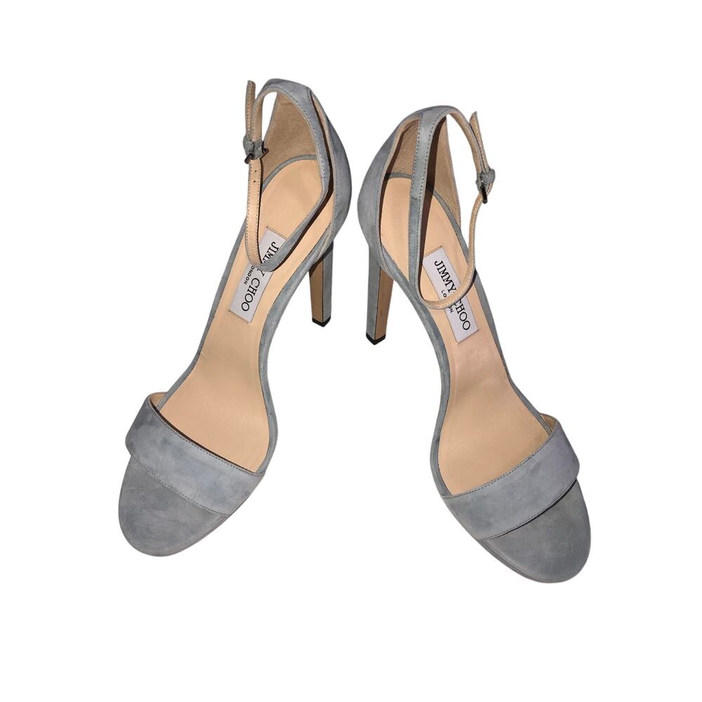 Jimmy Choo Misty 120 Aqua Suede Platform Sandals Heels Size 41.5 US 10.5 Wedding